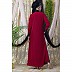 Collared Casual abaya - Red-Black color